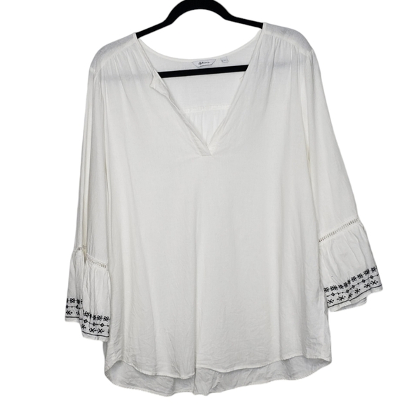 Reitmans Women's Peasant Top Bell Sleeve Embroidered Linen Blend Size 2X - Picture 2 of 12